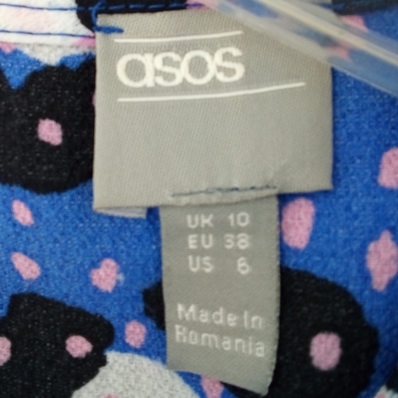 ASOS Electric Blue Pink Animal Print Polka Dot Wide Leg Jumpsuit 6 - Picture 6 of 13